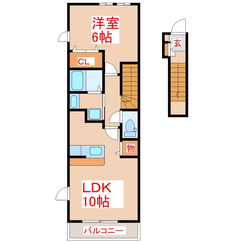 HARADA 2番館 A(1LDK/2階)の間取り写真