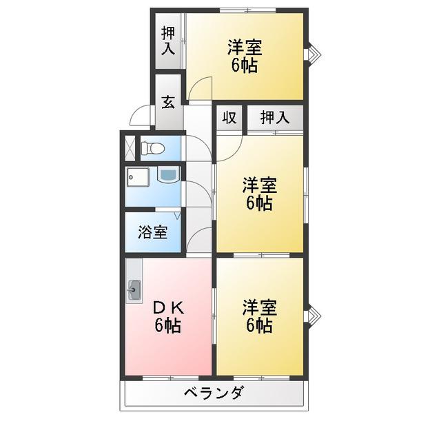 リバティーヒルズ(3DK/1階)の間取り写真