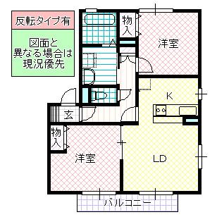リジュールSAKURA C棟(2LDK/2階)の間取り写真