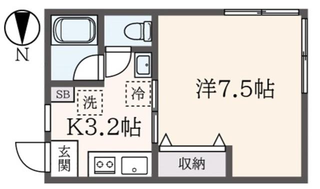 名取ハイツ(1K/2階)の間取り写真