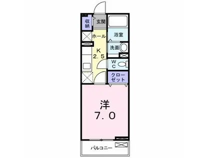 ステラハーモニー(1K/2階)の間取り写真