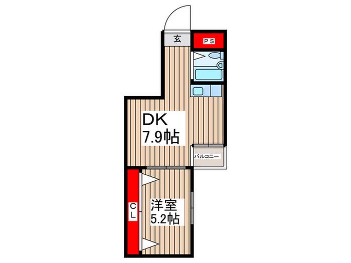 ハイグレード南浦和(1DK/5階)の間取り写真