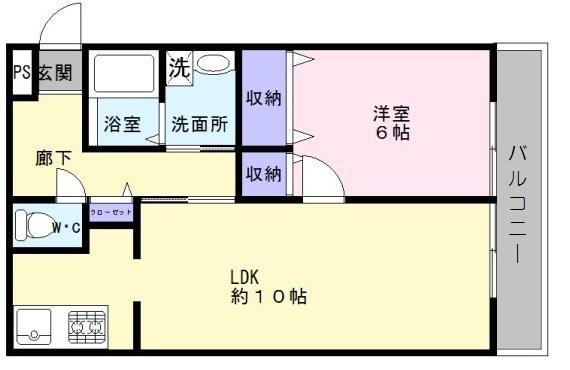 ロイヤルコート上野芝(1LDK/1階)の間取り写真