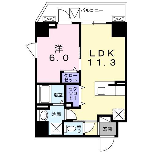 グランツ恵比寿(1LDK/2階)の間取り写真
