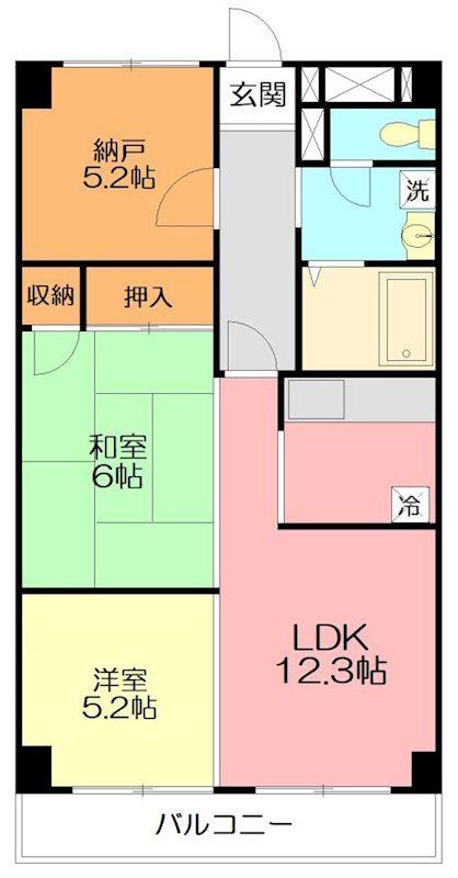 ソシアグリーンオーク(3LDK/3階)の間取り写真