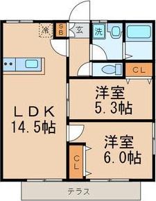 レガーロ(2LDK/1階)の間取り写真