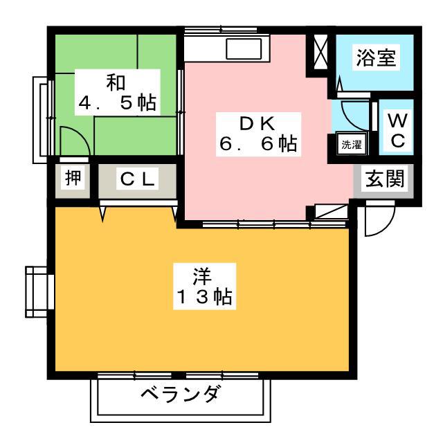 ハイユニ山口II(2DK/2階)の間取り写真