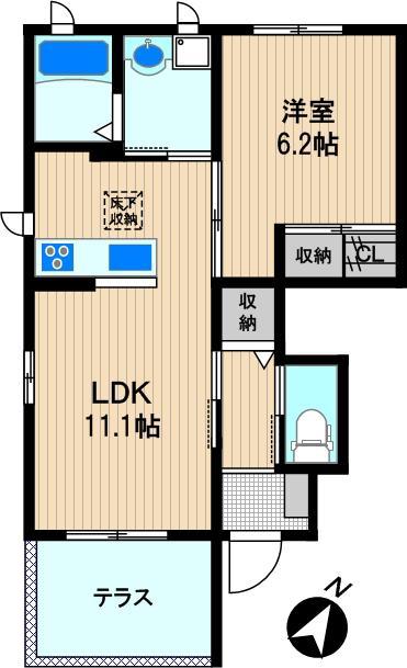 ESPOIR(1LDK/1階)の間取り写真