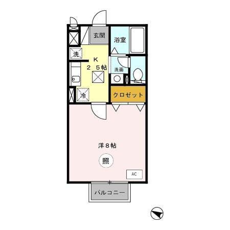 サンライズ(1K/2階)の間取り写真