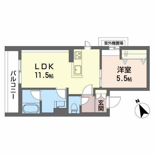 LINDEN PLACE(1LDK/1階)の間取り写真