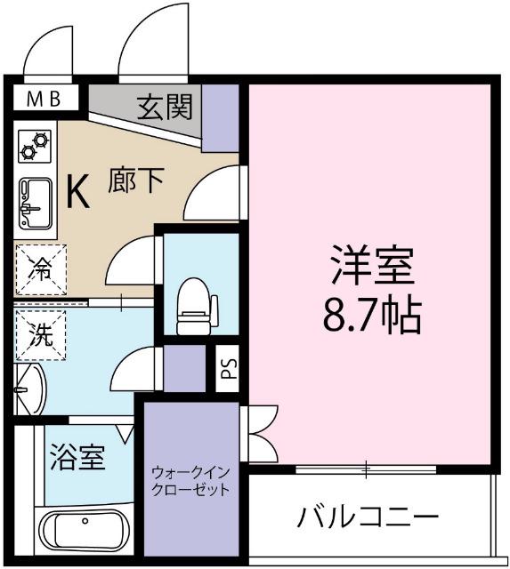 シュタットフルスI(1K/4階)の間取り写真