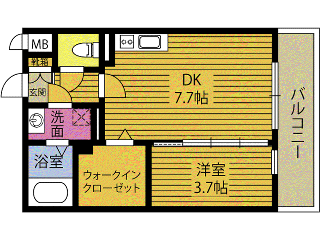 KAIN ROOMS HIRATA(1DK/3階)の間取り写真