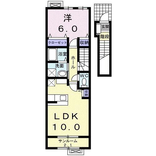 プレシャス手屋(1LDK/2階)の間取り写真
