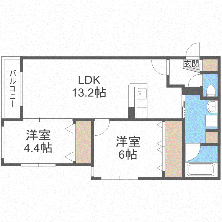 ヴォヤージュ円山(2LDK/4階)の間取り写真