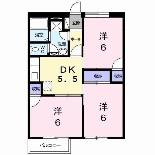 サンパストラル(3DK/2階)の間取り写真
