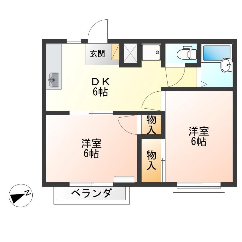 コーポ藤(2DK/1階)の間取り写真
