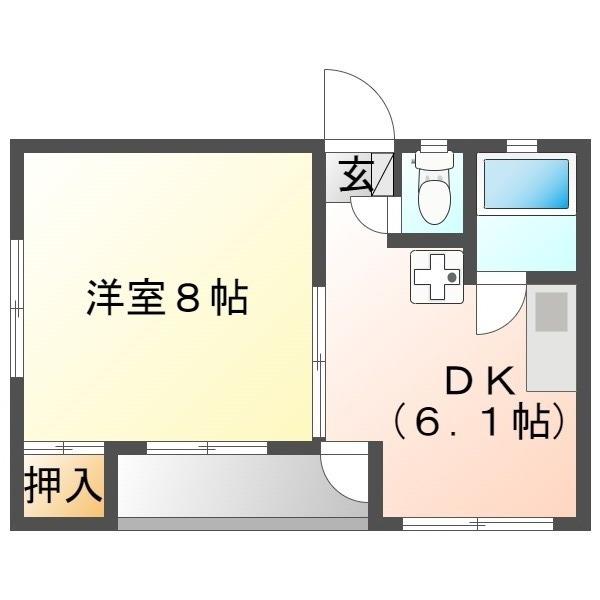 コーポ銭本(1DK/1階)の間取り写真