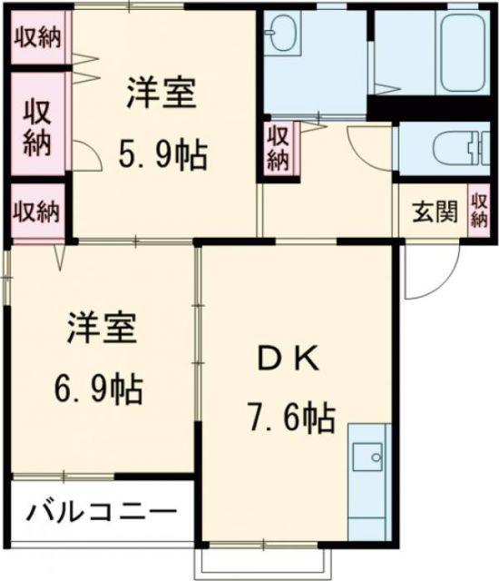 シャーメゾン・ヤマダ(2DK/2階)の間取り写真