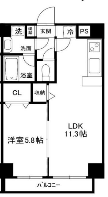 ピュアガーデン新保(1LDK/8階)の間取り写真