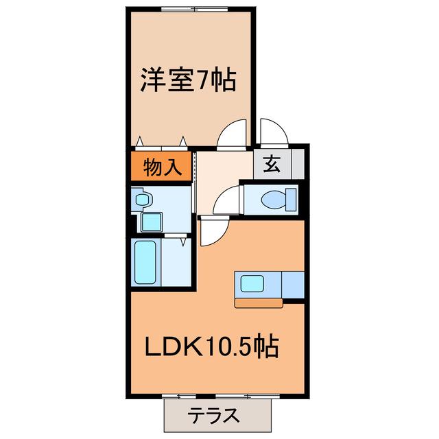 ヴェルヴィルI(1LDK/1階)の間取り写真