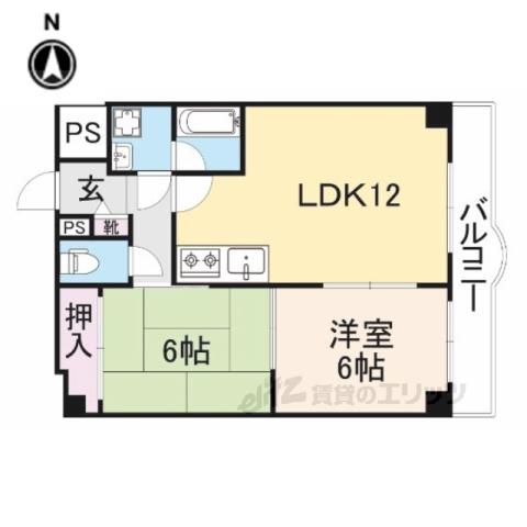 フェルザ長田(2LDK/4階)の間取り写真