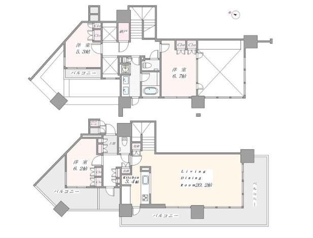 PARK TOWER YOKOHAMA PORTSIDE(3LDK/25階)の間取り写真