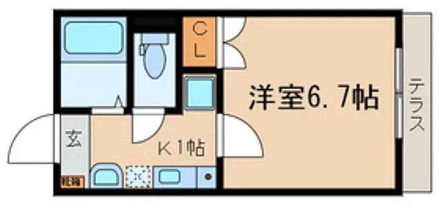 東京メトロ有楽町線 千川駅 徒歩2分 3階建 築13年(1K/1階)の間取り写真