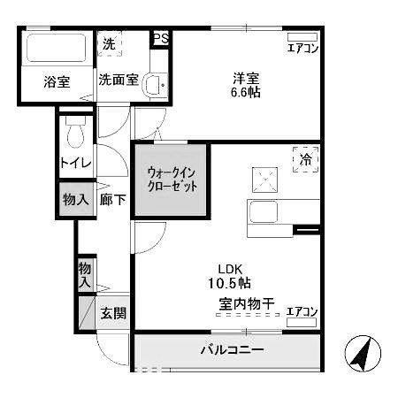 レジデンスMIYABI B(1LDK/1階)の間取り写真
