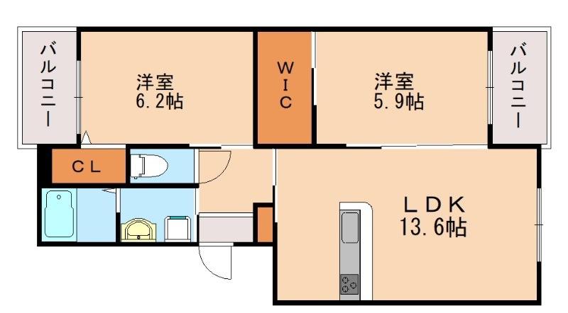 エタニティ五番館(2LDK/3階)の間取り写真