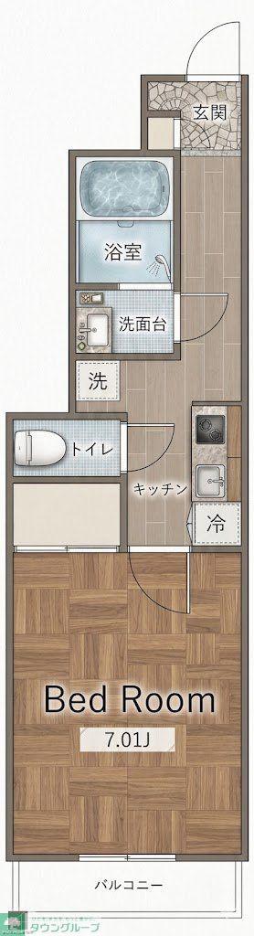 リブリ・坂下II(1K/1階)の間取り写真