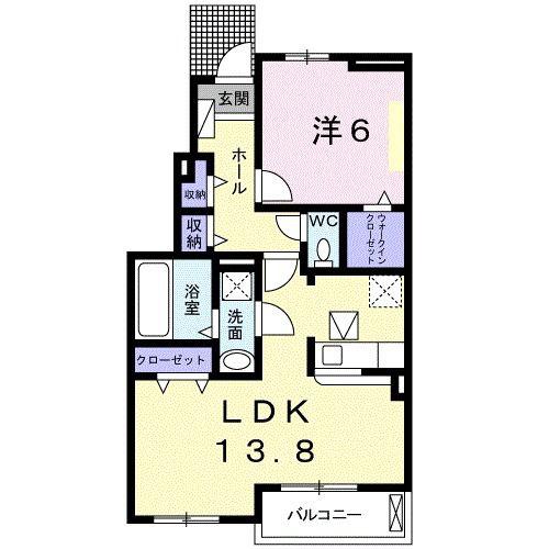 グランディス 上田中(1LDK/1階)の間取り写真