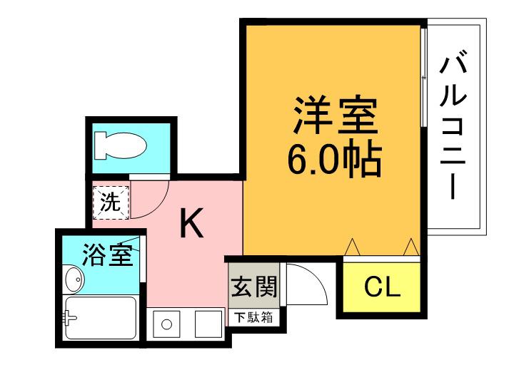 ガリューコート菱屋西(1K/1階)の間取り写真