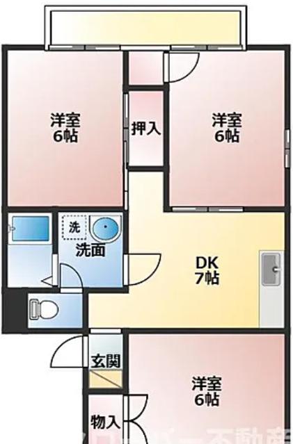 サンハイツ宮川B(3DK/2階)の間取り写真