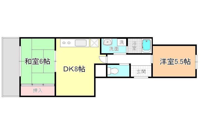 向後ビル(2DK/4階)の間取り写真