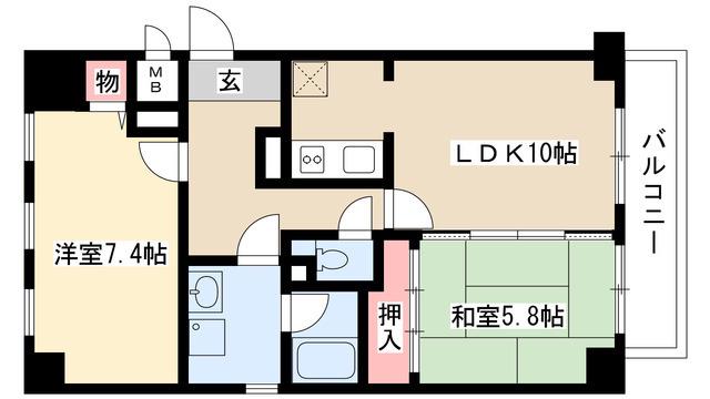 グレース堀田(2LDK/7階)の間取り写真