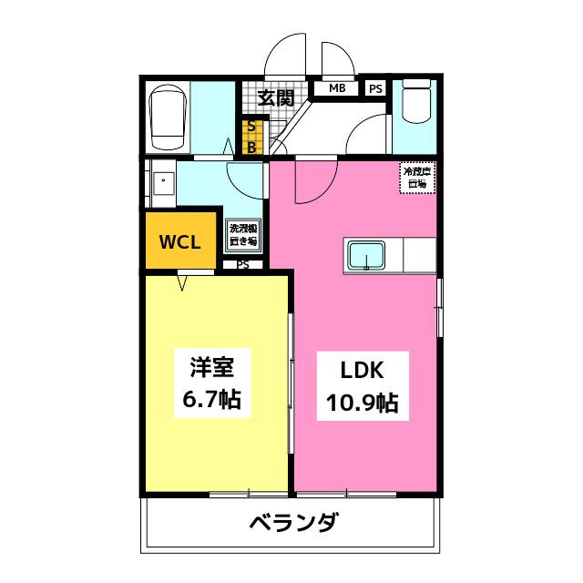 HILL TOP上大利(1LDK/2階)の間取り写真
