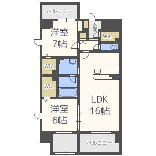 ラ・シルフィード博多駅南(2LDK/12階)の間取り写真