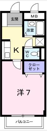 ウインズ長池(1K/1階)の間取り写真