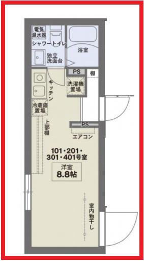 ココフラット田端II(ワンルーム/3階)の間取り写真