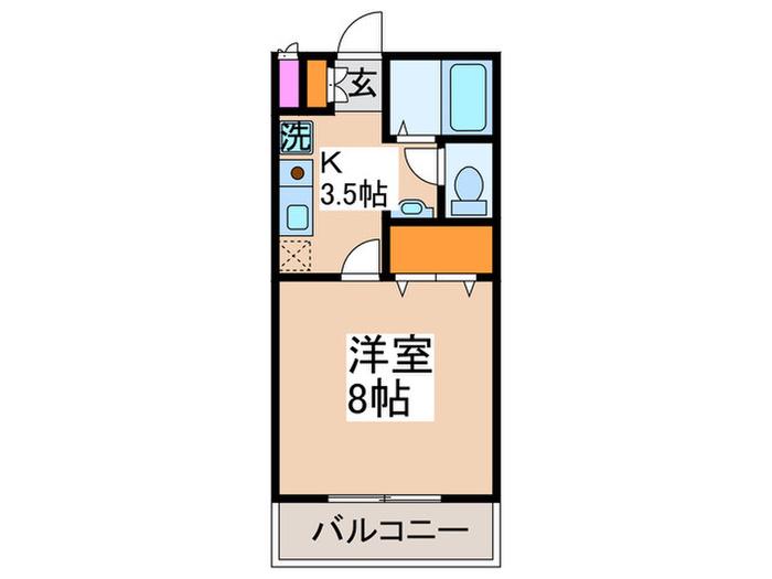 ジュネス宮崎台(1K/2階)の間取り写真