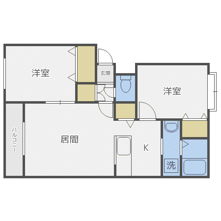 サンライズII(2LDK/1階)の間取り写真