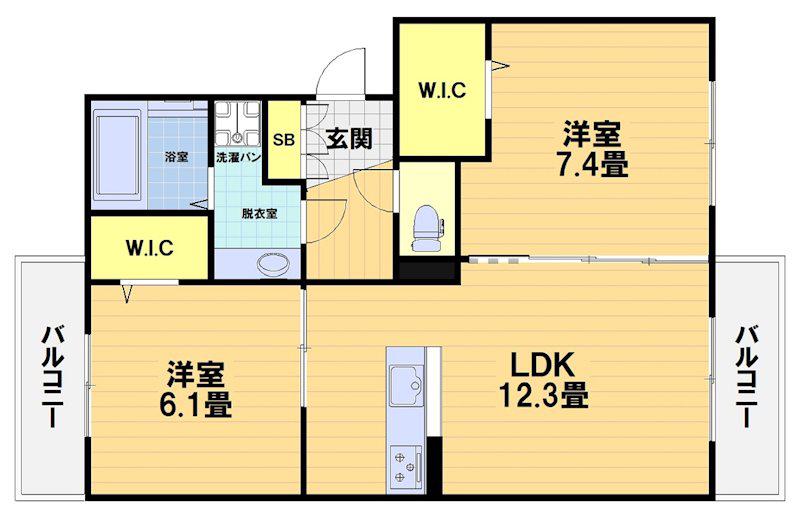 コンフォールZEN(2LDK/2階)の間取り写真