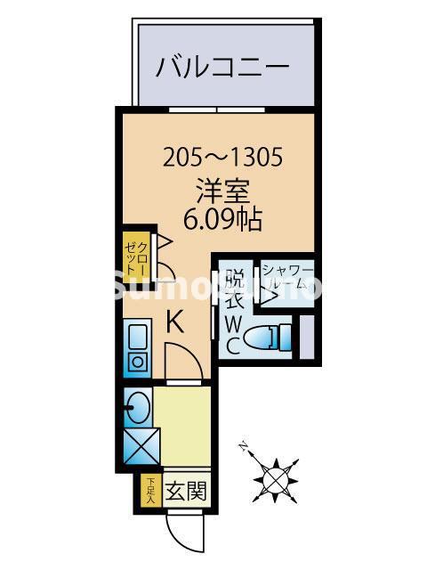 MODERN PALAZZO 天神東 NEURO(ワンルーム/9階)の間取り写真