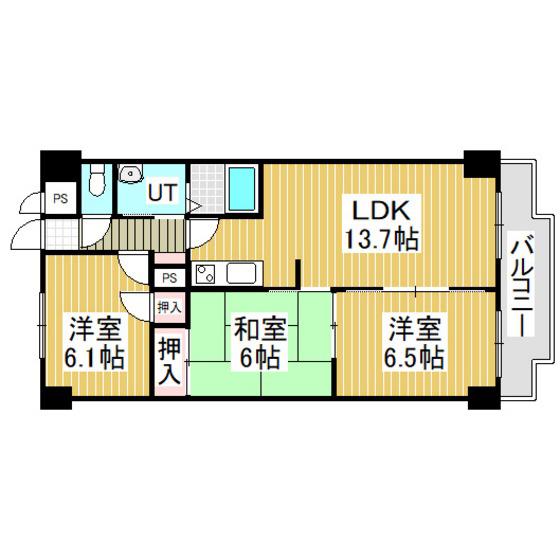 グランドール本幸町(3LDK/12階)の間取り写真