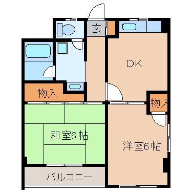 フラット鈴木(2DK/3階)の間取り写真