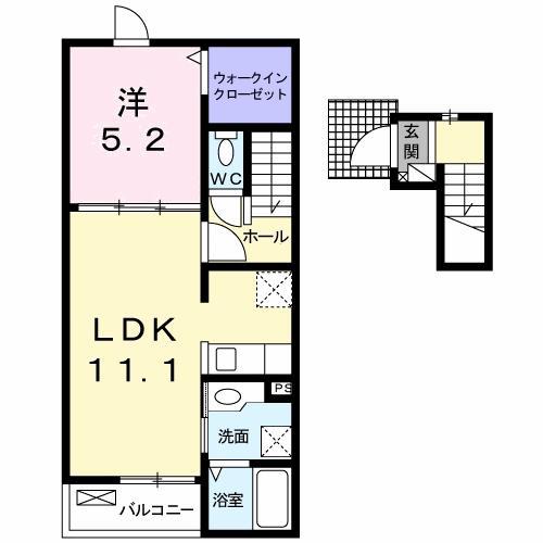 ＪＲ吾妻線 中之条駅 徒歩10分 2階建 築9年(1LDK/2階)の間取り写真