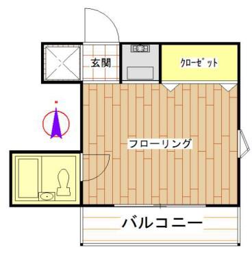 Nハイツ(ワンルーム/2階)の間取り写真