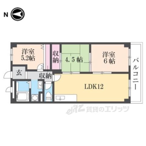 サングレース大和高田(2LDK/7階)の間取り写真