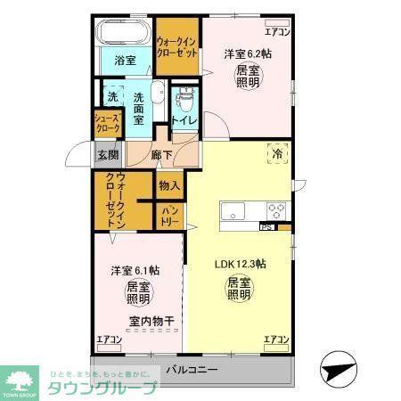 クレモール朝日(2LDK/2階)の間取り写真
