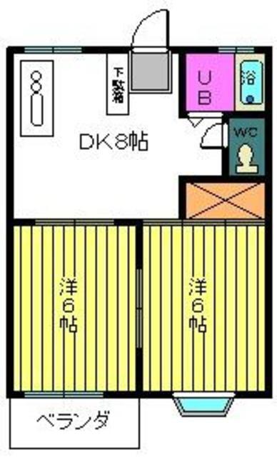 デラリヴィーレ(2DK/2階)の間取り写真